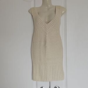 Wilfred Wool Knitted Sweater Sleeveless Mini  Dress Cream Small